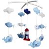 Baby Crib Mobile Infant Room Hanging Toy Nursery Bed Decor Baby Boys Musical Mobile; Blue Lighthouse and Whales