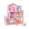 Big Wooden Dollhouse with Furniture Doll House Playset for Kids Girls Gift