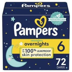 Pampers Swaddlers Overnight Diapers Size 6, 72 Count