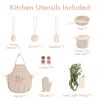 Robud Kids Play Kitchen Set,Rustic Wooden Pretend Play Kitchen for Toddlers 3+