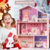 Robud Victoria Wooden Dollhouse for Kids with 24pcs Furniture Preschool Toy