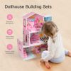 Big Wooden Dollhouse with Furniture Doll House Playset for Kids Girls Gift