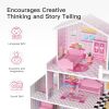 Big Wooden Dollhouse with Furniture Doll House Playset for Kids Girls Gift