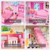 Big Wooden Dollhouse with Furniture Doll House Playset for Kids Girls Gift