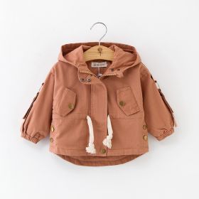 Children's European And American Solid Color Trench Coat (Option: Brick red-100cm)