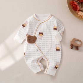 Newborn Jumpsuit Baby Butterfly Clothes Boneless Romper (Option: White Bear-52cm)