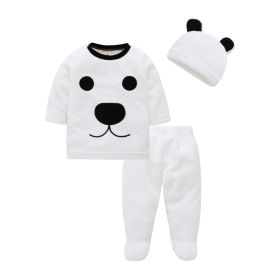 Children's Double-sided Flannel Children's Foot And Velvet Thick Warm Home Set (Option: White-70cm)