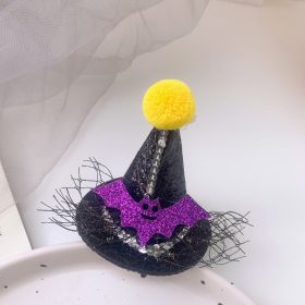 Children's Role Play Halloween Funny Pumpkin Hat Barrettes (Option: Purple Bat Net Chain Hat)