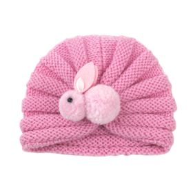 Children Wool Knitted Hat Autumn And Winter (Option: Pink rabbit)