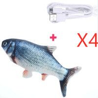 Electric Funny Cat Simulation Fish Beating Usb Jumping Cat Toy (Option: Grass carp x4)