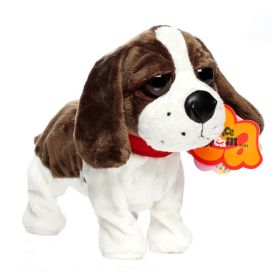 Voice Control Plush Mechanical Dog Doll (Color: White)