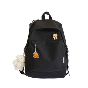 Schoolbag Female New Korean Version Of The Trend Of College Style Ins Girl Backpack Japanese Junior High School Student Backpack (Color: Black)