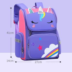 Childrens School Bags Primary School Students Grades 1 to 6 Printing (Option: Purple-Large)