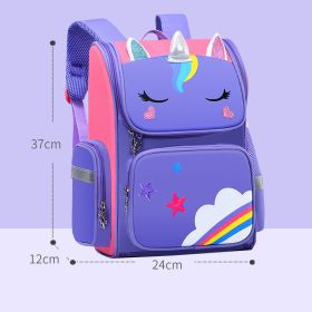 Childrens School Bags Primary School Students Grades 1 to 6 Printing (Option: Purple-Small)