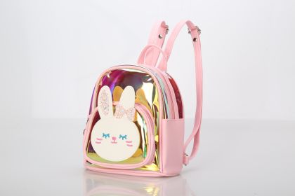 Summer New Spot Kindergarten School Bag Colorful Transparent Laser Cute Cartoon Rabbit Children Backpack (Option: Shy Bunny-23x11x24cm)