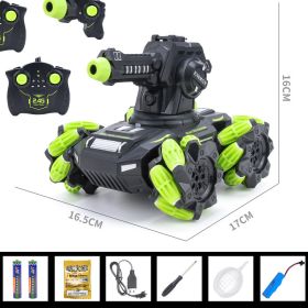 The Remote Control Tank Toy Car Can Be Charged By Launching Water Bombs (Option: Green-D)