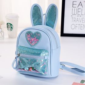 New Children's Backpack Fashion Sequins Cute Rabbit Mini Backpack Leisure Outing Kindergarten Schoolbag Female Spot (Color: Blue)