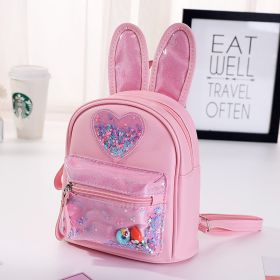 New Children's Backpack Fashion Sequins Cute Rabbit Mini Backpack Leisure Outing Kindergarten Schoolbag Female Spot (Color: Pink)