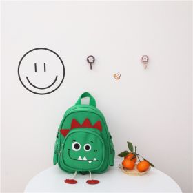 New Korean Children's Backpack Cartoon Dinosaur Boys And Girls Small School Bag Kindergarten Anti-Lost Backpack (Color: Green)