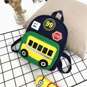 Heopono Durable Nice Little Children School Book Bag Small Boys Girls Cartoon Cute Mini Funny Back to School Backpack for Kids (Color: Navy)