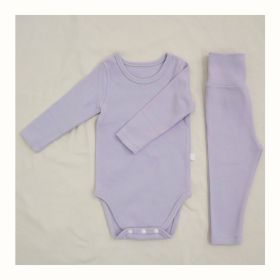 Children's Clothing Spring Baby Jumpsuit High Waist Belly Protection Pants Suit (Option: Light Purple-73CM)