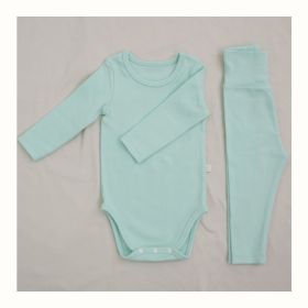 Children's Clothing Spring Baby Jumpsuit High Waist Belly Protection Pants Suit (Option: Light Green-73CM)