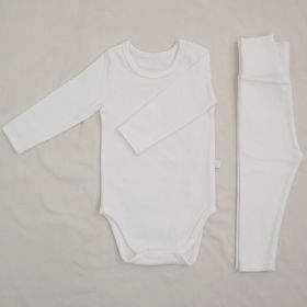 Children's Clothing Spring Baby Jumpsuit High Waist Belly Protection Pants Suit (Option: Creamy White-73CM)