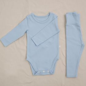 Children's Clothing Spring Baby Jumpsuit High Waist Belly Protection Pants Suit (Option: Light Blue-73CM)