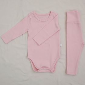 Children's Clothing Spring Baby Jumpsuit High Waist Belly Protection Pants Suit (Option: Light Pink-66cm)