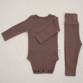 Children's Clothing Spring Baby Jumpsuit High Waist Belly Protection Pants Suit (Option: Brown-66cm)