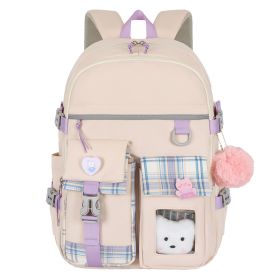 Cartoon Cute And Lightweight Burden-reducing Student Schoolbag (Option: Beige Tuition Bag Hairy Ball)