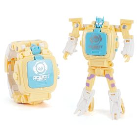 Deformation robot electronic watch King Kong toy (Color: Yellow)