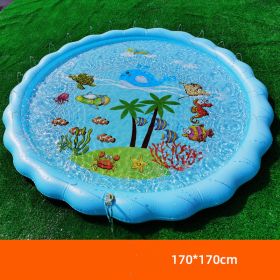 Inflatable Children's Round Sprinkler Pad Amazon Water Jet Pool (Option: Blue-170x170)