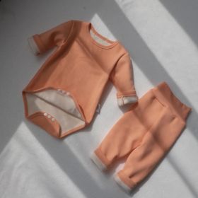 Children's Clothing Spring Baby Jumpsuit High Waist Belly Protection Pants Suit (Option: Orange Fox Velvet Lining-66cm)