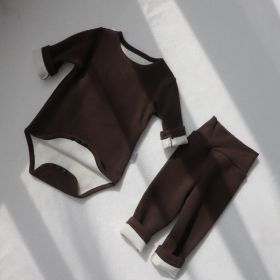 Children's Clothing Spring Baby Jumpsuit High Waist Belly Protection Pants Suit (Option: Brown Fox Velvet Lining-66cm)