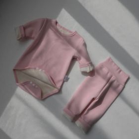 Children's Clothing Spring Baby Jumpsuit High Waist Belly Protection Pants Suit (Option: Light Pink Fox Velvet Lining-66cm)