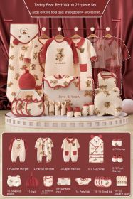 Newborn Gift Box Newborn Baby Meeting Etiquette Clothes Suit (Option: Warm Red 22 Pieces-59cm)