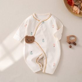 Newborn Jumpsuit Baby Butterfly Clothes Boneless Romper (Option: Beige Fruit-52cm)