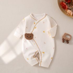 Newborn Jumpsuit Baby Butterfly Clothes Boneless Romper (Option: Beige Puppy-52cm)