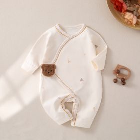 Newborn Jumpsuit Baby Butterfly Clothes Boneless Romper (Option: Beige Duck-52cm)