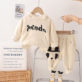 Autumn And Winter Lesser Panda Cotton Comfortable Long Sleeve Suit (Option: Beige-80cm)