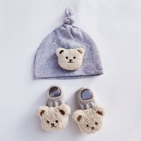 Spring Baby Boys And Girls Socks Hat Suit (Option: Gray Suit)