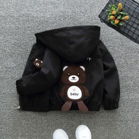 Kids' Fashion Hooded Zip Jacket (Option: Baby bear coat black-80cm)