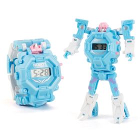 Deformation robot electronic watch King Kong toy (Color: Blue)