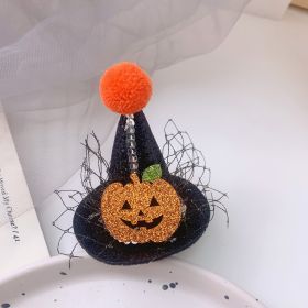 Children's Role Play Halloween Funny Pumpkin Hat Barrettes (Option: Pumpkin Net Chain Hat)