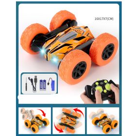 Double-sided Tumbling Stunt Dump Truck Charging Version Remote Control Toy (Option: Orange-B)