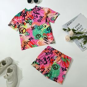 Girls Fashion Printed Casual Loose Outfit (Option: Picture Color-90cm)