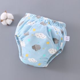 Baby Training Pants Washable 6-layer Gauze Diaper Cover (Option: Blue Star Cloud-S Code-5PCS)