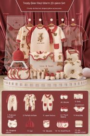 Newborn Gift Box Newborn Baby Meeting Etiquette Clothes Suit (Option: Warm Red 20 Pieces-59cm)