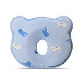 Cartoon Four Seasons Baby Headrest Anti-deviation Head Shaping For Children And Kids Pillow (Option: Blue Background Dolphin-25 × 23 × 3)